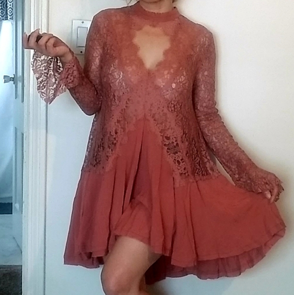 Free People Tops - NWT Free people coral lace tunic